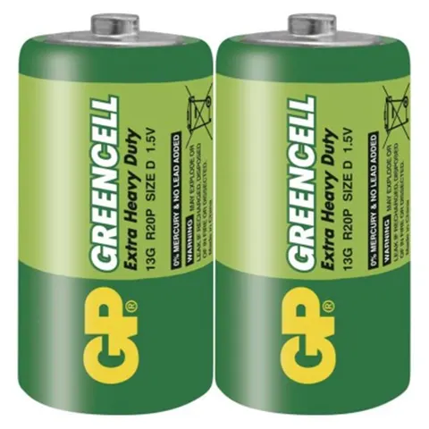 Bateria cynkowa GREENCELL D (R20) 2SH, 2szt; B1240, GP BATTERIES