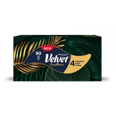 VELVET Chusteczki higieniczne w kartoniku 4-warstwowe EXCELLENCE, 90 szt