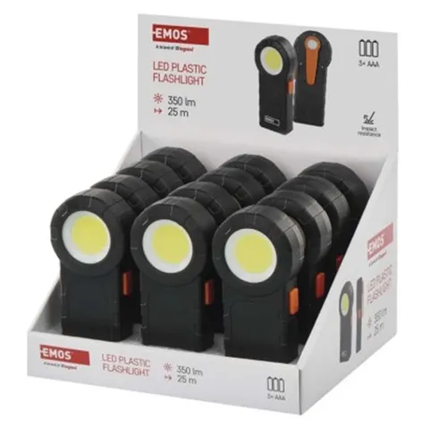 COB LED latarka, 3× AAA,