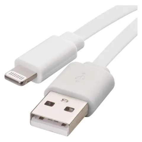 Kabel USB 2.0, wtyk A - Lightning MFi, i16P, ładowanie, transmisja danych, 1 m, biały