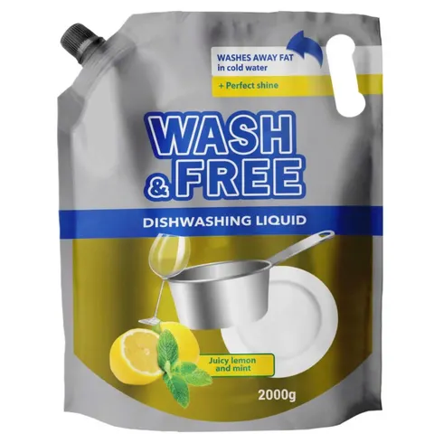 WASH&FREE Płyn do mycia naczyń CYTRYNA I MIĘTA, 2000 g folia