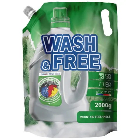 WASH&FREE Żel do prania UNIWERSALNY MOUNTAIN FRESHNESS 60 prań, 2000 g