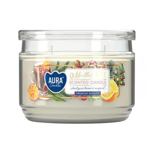 Świeca zapachowa w szkle z dwoma knotami Grzane Wino snp106-195 Aura