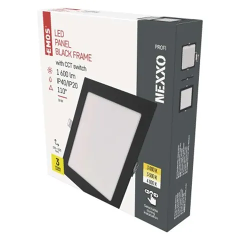 Panel LED wpuszczany NEXXO, kwadrat, czarny, 18W, CCT