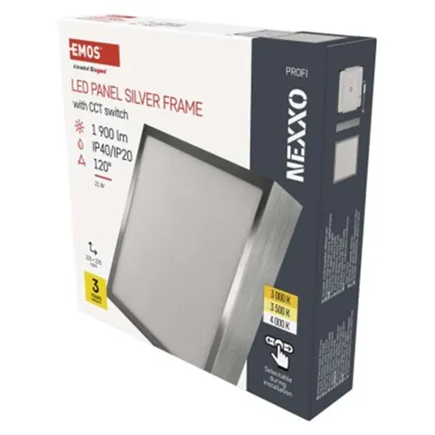 Panel LED natynkowy NEXXO, kwadrat, srebrny, 21W, CCT