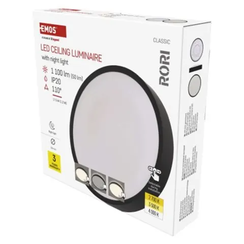 Panel LED natynkowy RORI okrągły, Czarny, 17W, CCT
