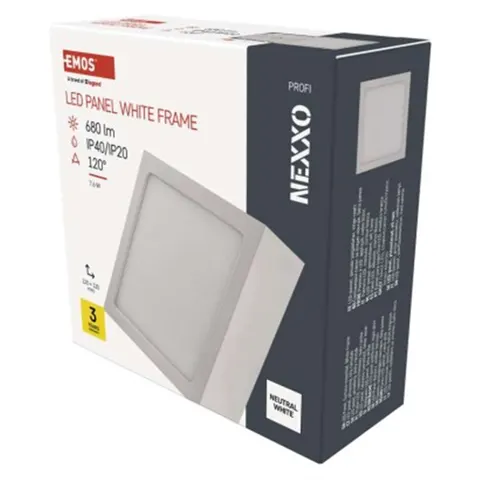 Panel LED natynkowy NEXXO, kwadrat, biały, 7,6W,neutralna biel