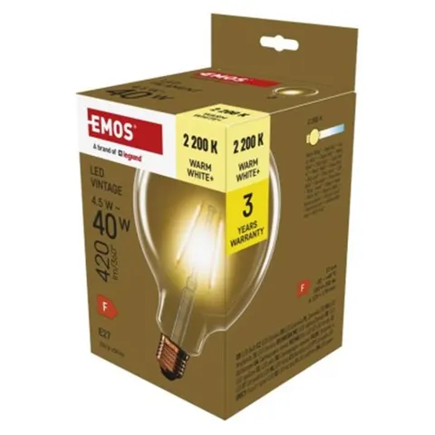 Żarówka LED Vintage G125 / E27 / 4,5 W (40 W) / 420 lm / 420 lm / Ciepła biel
