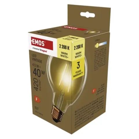 Żarówka LED Vintage G95 / E27 / 4,5 W (40 W) / 420 lm / 420 lm / Ciepła biel