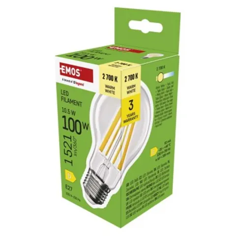 Żarówka LED Filament A60 / E27 / 10,5 W (100 W) / 1521 lm / 1521 lm / ciepła biel