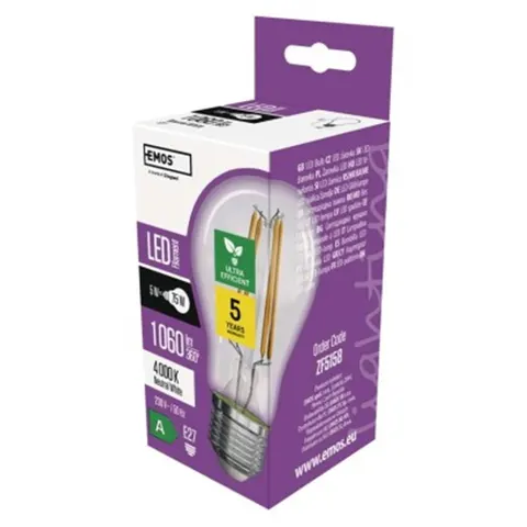 Żarówka LED Filament A60 A CLASS/ E27 / 5 W (75 W) / 1 060 lm / neutralna biel