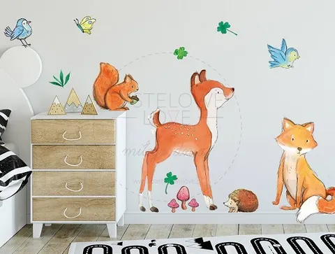 Naklejka na ścianę - leśni przyjaciele