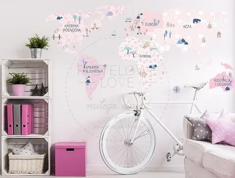Naklejka na ścianę - mapa świata spring flower
