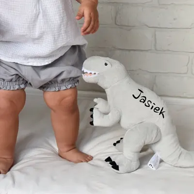 Pluszowy Dinozaur szary rozmiar M z imieniem Melootka