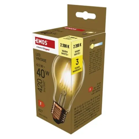 Żarówka LED Vintage A60 / E27 / 4,5 W (40 W) / 420 lm / 420 lm / Ciepła biel