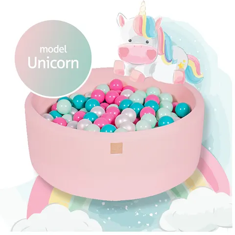 Basen jasnoróżowy Unicorn + 250 piłek - gotowy zestaw MeowBaby
