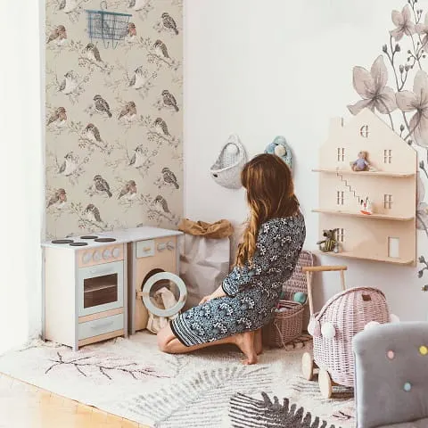 Tapeta dziecięca Birds Beige Ptaszki