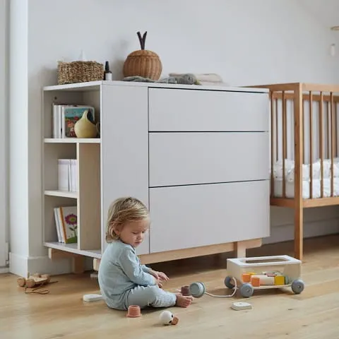 Komoda dziecięca Basic kaszmir z regałem z boku