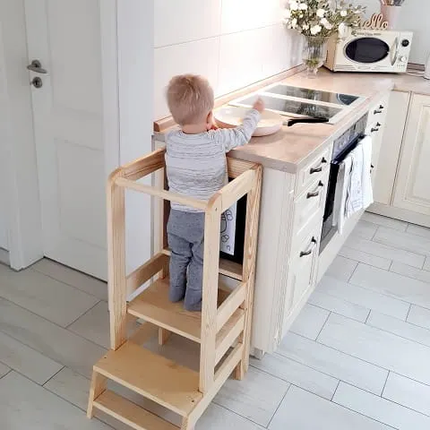 Kitchen Helper Pomocnik Kuchenny z tablicą dla Dziecka Naturalny