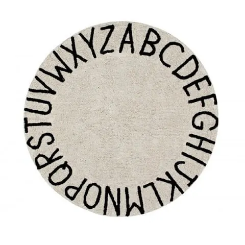 Lorena Canals Dywan Round ABC Natural Negro Ø 150 cm