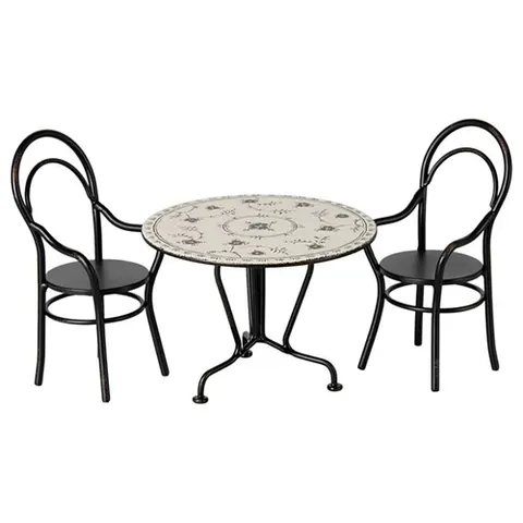 Maileg stół z 2 krzesłami metalowy Dining table set duży