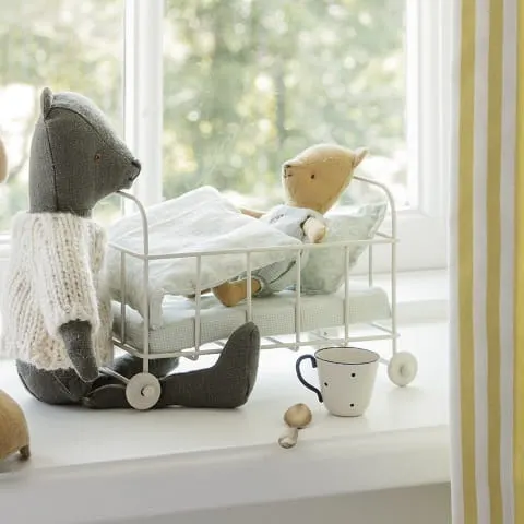 Maileg metalowe łóżko baby Cot bed, Micro - Blue