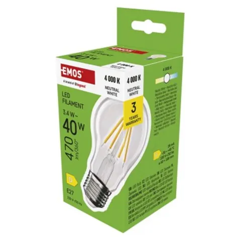 Żarówka LED Filament A60 / E27 / 3,4 W (40 W) / 470 lm / neutralna biel