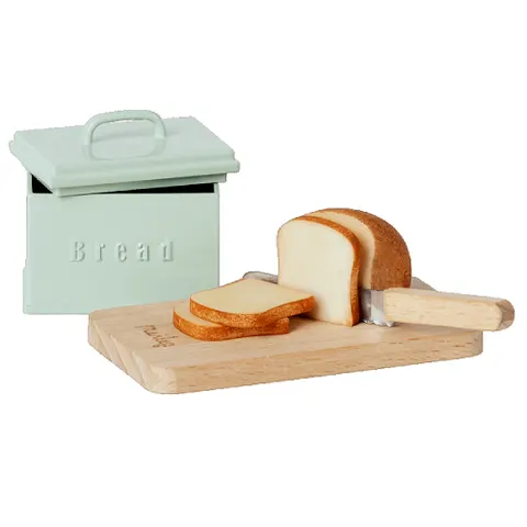 Maileg chleb, deska do krojenia i nóż - bread box w. cutting board and knife