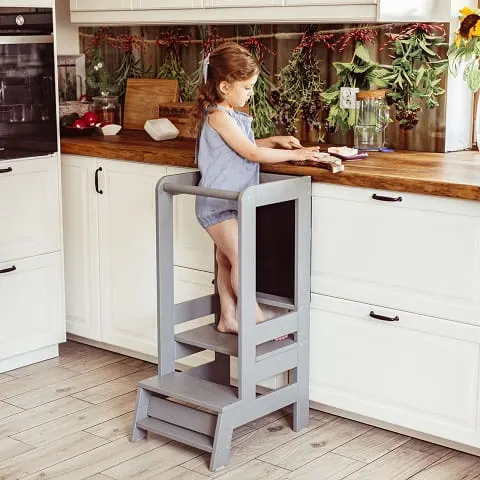 Kitchen Helper Pomocnik Kuchenny z tablicą dla Dziecka szary ciemny