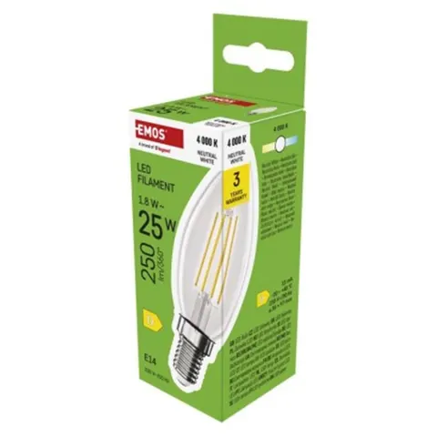 Żarówka LED Filament świeczka / E14 / 1,8 W (25 W) / 250 lm / neutralna biel