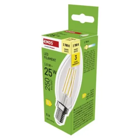 Żarówka LED Filament świeczka / E14 / 1,8 W (25 W) / 250 lm / 250 lm / Ciepła biel