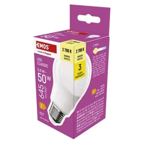 Żarówka LED Classic A60 / E27 / 5,8 W (50 W) / 645 lm / ciepła biel