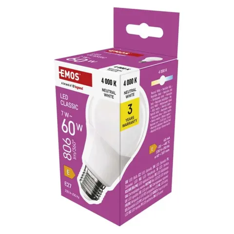 Żarówka LED Classic A60 / E27 / 7 W (60 W) / 806 lm / neutralna biel