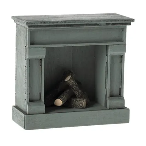 Maileg kominek dla myszek fireplace blue