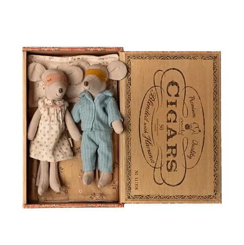 Maileg myszki mama i tata w pudełku-Mum & Dad mice in cigarbox