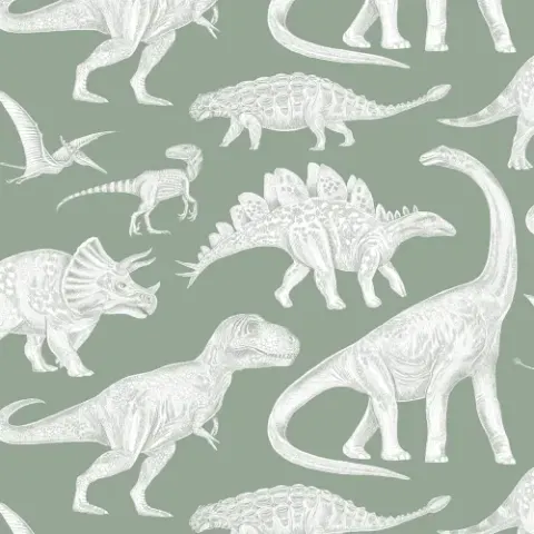 Tapeta dziecięca dinozaury - matcha w pasach 280x53 cm