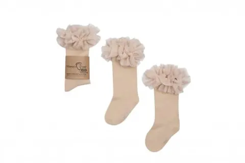 Podkolanówki z tiulem Tutu - Beż, Mama's Feet