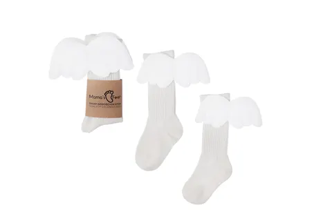 Podkolanówki bawełniane Aniołek ecru - Mama's Feet