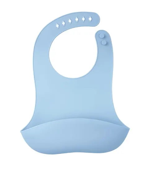 Mombella Silikonowy Śliniak z Kieszonką 3D Light Blu
