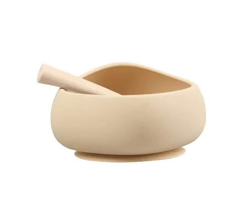 Mombella Miseczka z Przyssawką i Łyżeczka Light Brown