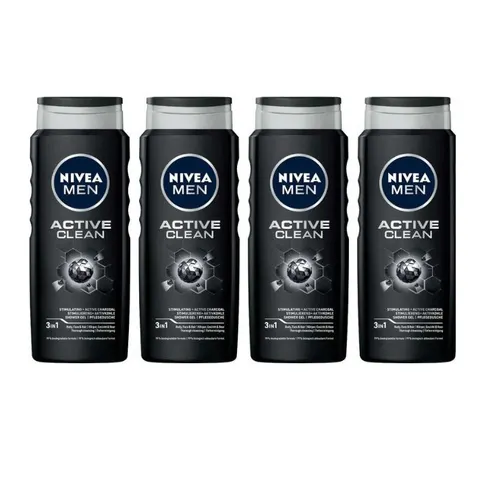 NIVEA MEN Żel pod prysznic ACTIVE CLEAN, 500 ml, pakiet 4 szt.