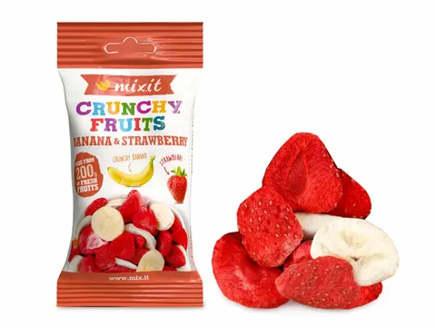 Chrupiące owoce do kieszeni - Banan i truskawka. Mixit