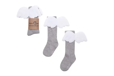 Podkolanówki bawełniane Aniołek szare - Mama's Feet