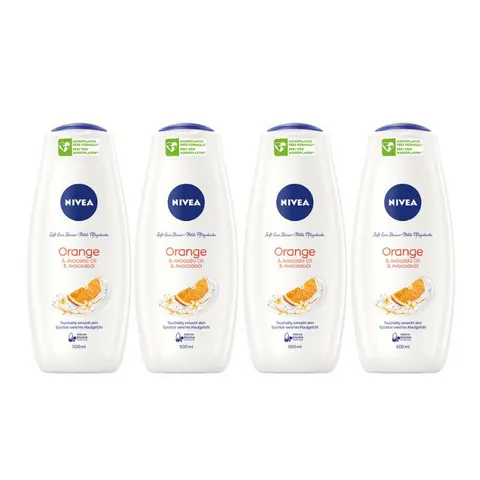 NIVEA Żel pod prysznic ORANGE & AVOCADO OIL, 500 ml, pakiet 4 szt.