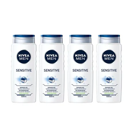NIVEA MEN Żel pod prysznic SENSITIVE, 500 ml, pakiet 4 szt.