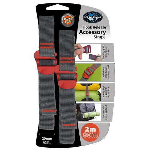 Pasy Sea To Summit Accessory Strap with Hook Buckle 20mm Webbing 2.0m Red