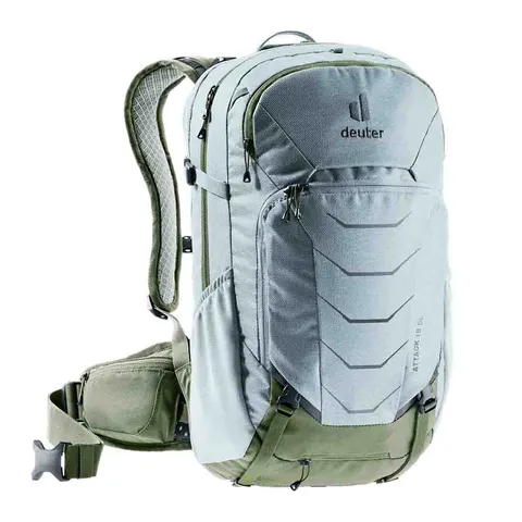 Damski plecak rowerowy z protektorem Deuter Attack 18 SL sage-khaki