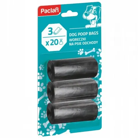 PACLAN Woreczki na psie odchody, 3 rolki po 20 szt