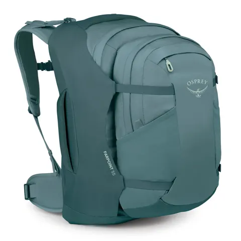 Męski plecak podróżny Osprey Farpoint 55 – Cascade Blue-Torrent Blue