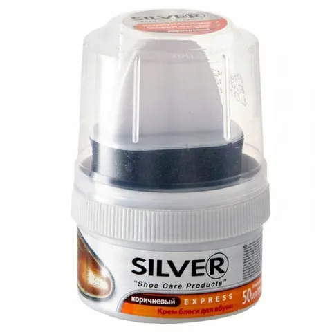 SILVER Pasta do butów z gąbką BRĄZOWA, 50ml
